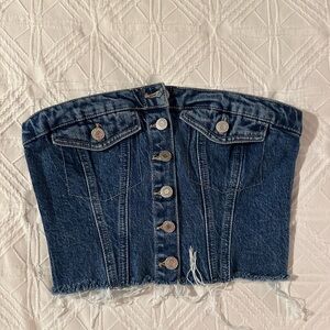 Zara Denim Strapless Top